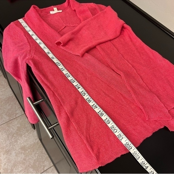 Eileen Fisher 100% Hemp coral pink coordinate knit Set,top and open cardigan - Picture 9 of 16